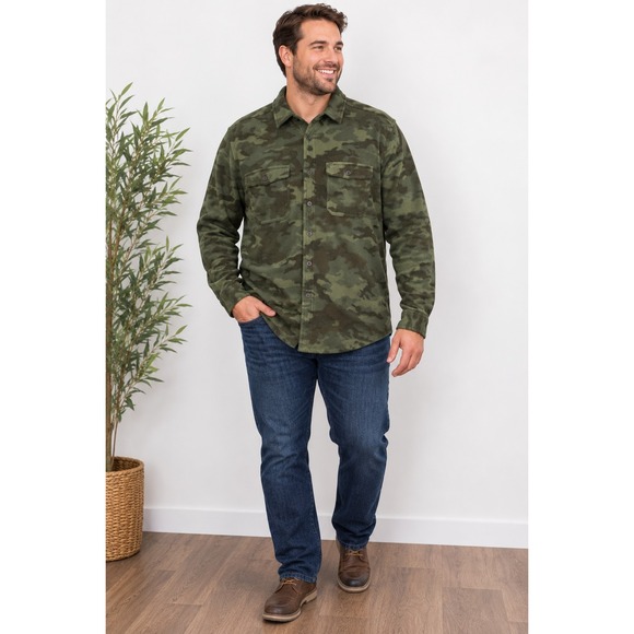 George Other - George Men's L 42-44 Camouflage Camo Button Up Shirt Long Sleeve 2 Pocket